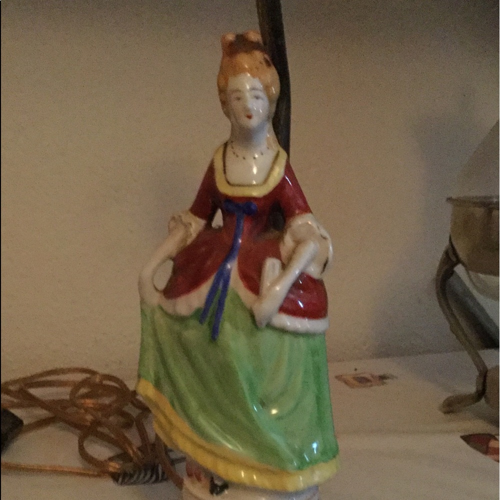 Antique Porcelain Victorian Woman Lamp
